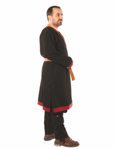 ARTHUR Cotton Black/Burgundy Tunic : Medieval Viking Renaissance Long Sleeve Cotton Tunic